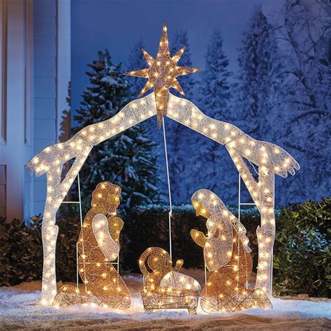 lighted large outdoor nativity set|lighted nativity scene yard decoration.